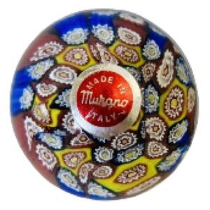 MURANO Italy Vintage Millefiori Art Glass Small Paperweight Murano Italy Label